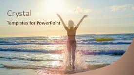  Presentation with sea weather - Slide deck enhanced with back-view-of-anonymous-female background and a cream colored foreground