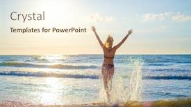  Presentation with sea weather - PPT theme with back-view-of-anonymous-female background and a cream colored foreground