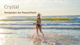  Presentation with sea weather - Presentation theme enhanced with back-view-of-anonymous-female background and a cream colored foreground