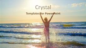  Presentation with sea weather - Beautiful presentation theme featuring back-view-of-anonymous-female backdrop and a cream colored foreground