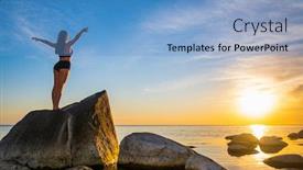  Presentation with boulder - Amazing presentation theme having back-view-of-anonymous-female backdrop and a light blue colored foreground