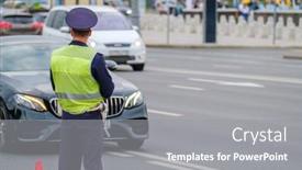  Presentation with traffic police - PPT theme with back-view-of-anonymous-man background and a gray colored foreground