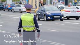  Presentation with traffic police - Slide deck consisting of back-view-of-anonymous-man background and a gray colored foreground