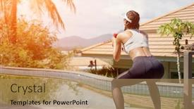  Presentation with anonymous - Cool new slide deck with back-view-of-anonymous-slim backdrop and a coral colored foreground