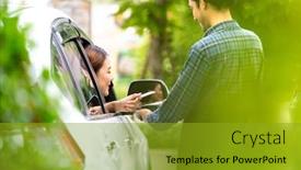  Presentation with contactless - Amazing presentation design having back-view-of-asian-woman backdrop and a gold colored foreground