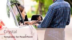  Presentation with contactless - Presentation theme consisting of back-view-of-asian-woman background and a lemonade colored foreground