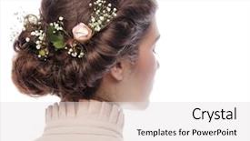  Presentation with haircut - Presentation theme featuring back view of beautiful haircut with small pink flowers background and a light gray colored foreground