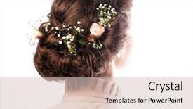  Presentation with haircut - Colorful slides enhanced with back view of beautiful haircut with small pink flowers backdrop and a soft green colored foreground