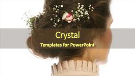  Presentation with haircut - Colorful PPT theme enhanced with back view of beautiful haircut with small flowers backdrop and a tawny brown colored foreground