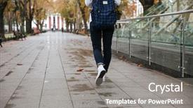 Presentation with backpack - Slides with back view of beautiful young background and a gray colored foreground