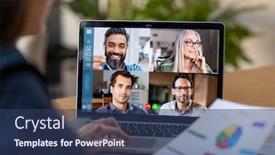  Presentation with home - Presentation theme consisting of back-view-of-business-woman background and a ocean colored foreground