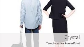  Presentation with women traveling - Audience pleasing PPT theme consisting of back-view-of-business-women backdrop and a white colored foreground