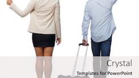  Presentation with women traveling - Beautiful PPT theme featuring back-view-of-business-women backdrop and a white colored foreground