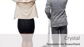  Presentation with women traveling - PPT theme consisting of back-view-of-business-women background and a light gray colored foreground