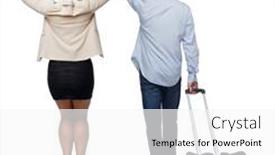  Presentation with business women - Beautiful PPT theme featuring back-view-of-business-women backdrop and a white colored foreground