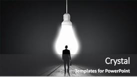  Presentation with glowing light bulb light bulb - Slide set with compliance concept young man - back view of businessman looking background and a dark gray colored foreground