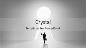  Presentation with keyhole - Presentation enhanced with back view of businessman standing in keyhole doorway background and a light gray colored foreground