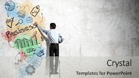  Presentation with ideas - Beautiful slide deck featuring back view of businessman standing backdrop and a light gray colored foreground