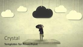  Presentation with umbrella - Beautiful slide set featuring back-view-of-businessman backdrop and a soft green colored foreground