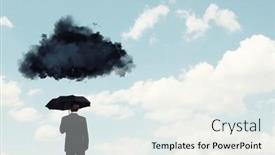  Presentation with umbrella - Audience pleasing presentation theme consisting of back-view-of-businessman backdrop and a sky blue colored foreground