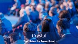  Presentation with conference - Theme having back-view-of-businessmen-attending and a ocean colored foreground