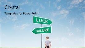  Presentation with crossroads - Colorful presentation theme enhanced with back view of businesswoman standing backdrop and a light blue colored foreground