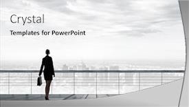  Presentation with roof - PPT layouts enhanced with back view of businesswoman standing on roof looking at city background and a white colored foreground