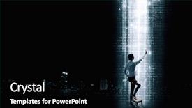  Presentation with virtual - Beautiful PPT theme featuring back-view-of-businesswoman-standing backdrop and a black colored foreground