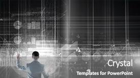  Presentation with digital - Slide deck consisting of back view of businesswoman working background and a gray colored foreground