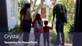  Presentation with work family - Slides consisting of back-view-of-caucasian-family background and a tawny brown colored foreground