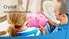  Presentation with piggy bank - Cool new presentation theme with back view of couple sitting backdrop and a lemonade colored foreground