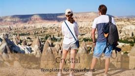  Presentation with daughter - Presentation design enhanced with back-view-of-father background and a coral colored foreground