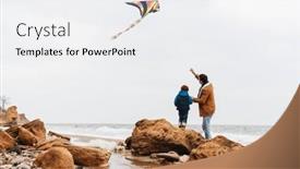  Presentation with beach rainbow - PPT layouts consisting of back-view-of-father background and a white colored foreground