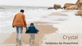  Presentation with father son hands - Slide set with back-view-of-father background and a lemonade colored foreground