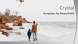  Presentation with beach rainbow - PPT layouts featuring back-view-of-father background and a white colored foreground