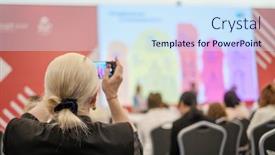  Presentation with record - Presentation design enhanced with back-view-of-female-using background and a  colored foreground