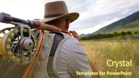  Presentation with top view of amazon river - Cool new slide set with back view of fisherman holding backdrop and a tawny brown colored foreground