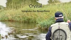  Presentation with fisherman - Presentation theme with back view of fly-fisherman fishing in river background and a yellow colored foreground