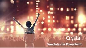 Presentation with stage lights - Presentation theme with back view of girl standing in stage lights background and a coral colored foreground