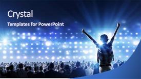  Presentation with stage lights - Amazing slide deck having back view of girl standing in stage lights backdrop and a navy blue colored foreground