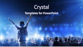  Presentation with stage - Colorful PPT layouts enhanced with back view of girl standing in stage lights backdrop and a navy blue colored foreground