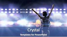  Presentation with stage lights - Cool new slides with back view of girl with hands up standing in stage lights backdrop and a ocean colored foreground