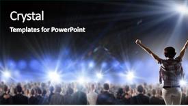  Presentation with stage lights - Slide deck having back view of girl with hands up standing in stage lights background and a black colored foreground