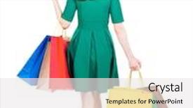  Presentation with going green - PPT layouts consisting of back view of going woman with shopping bags beautiful girl in motion backside view of person isolated over white background girl in stylish green dress is holding shopping bags on a bent elbow background and a white colored foreground