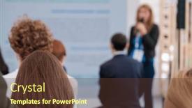  Presentation with group - PPT theme enhanced with back-view-of-group background and a tawny brown colored foreground