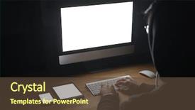  Presentation with computer room - Theme featuring back view of hacker using background and a tawny brown colored foreground