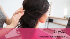  Presentation with hair salon - Cool new PPT theme with back view of hairstyle backdrop and a red colored foreground
