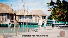  Presentation with luxury resort - Presentation enhanced with back-view-of-happy-beautiful background and a lemonade colored foreground