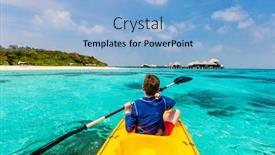  Presentation with kayak - PPT theme consisting of back-view-of-happy-teenage background and a light blue colored foreground