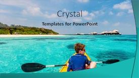  Presentation with kayak - Amazing slides having back-view-of-happy-teenage backdrop and a light blue colored foreground